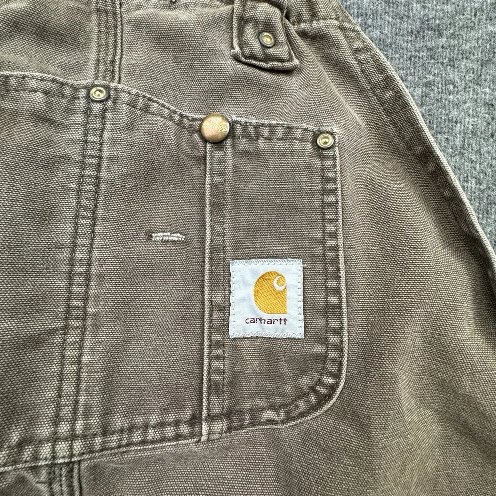 Carhartt Double Knee Overall Bibs Brown BU182 Canvas 44x29 Union 90s VTG USA